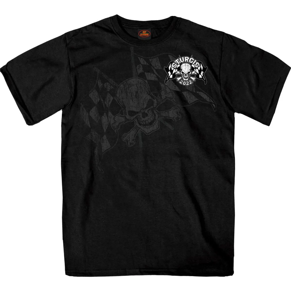 2022 Sturgis Motorcycle Rally SPB1009 Men’s Skull And Checkered Flag Black T-Shirt