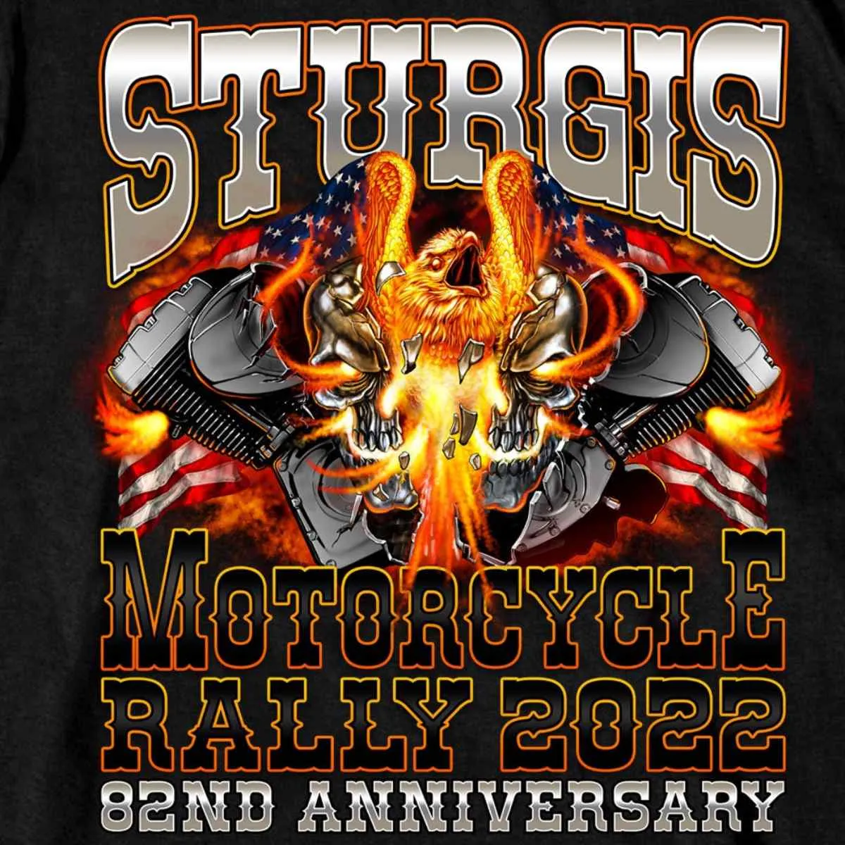 2022 Sturgis Web Exclusive SPB1037 Men's Black Eagle Explosion T Shirt