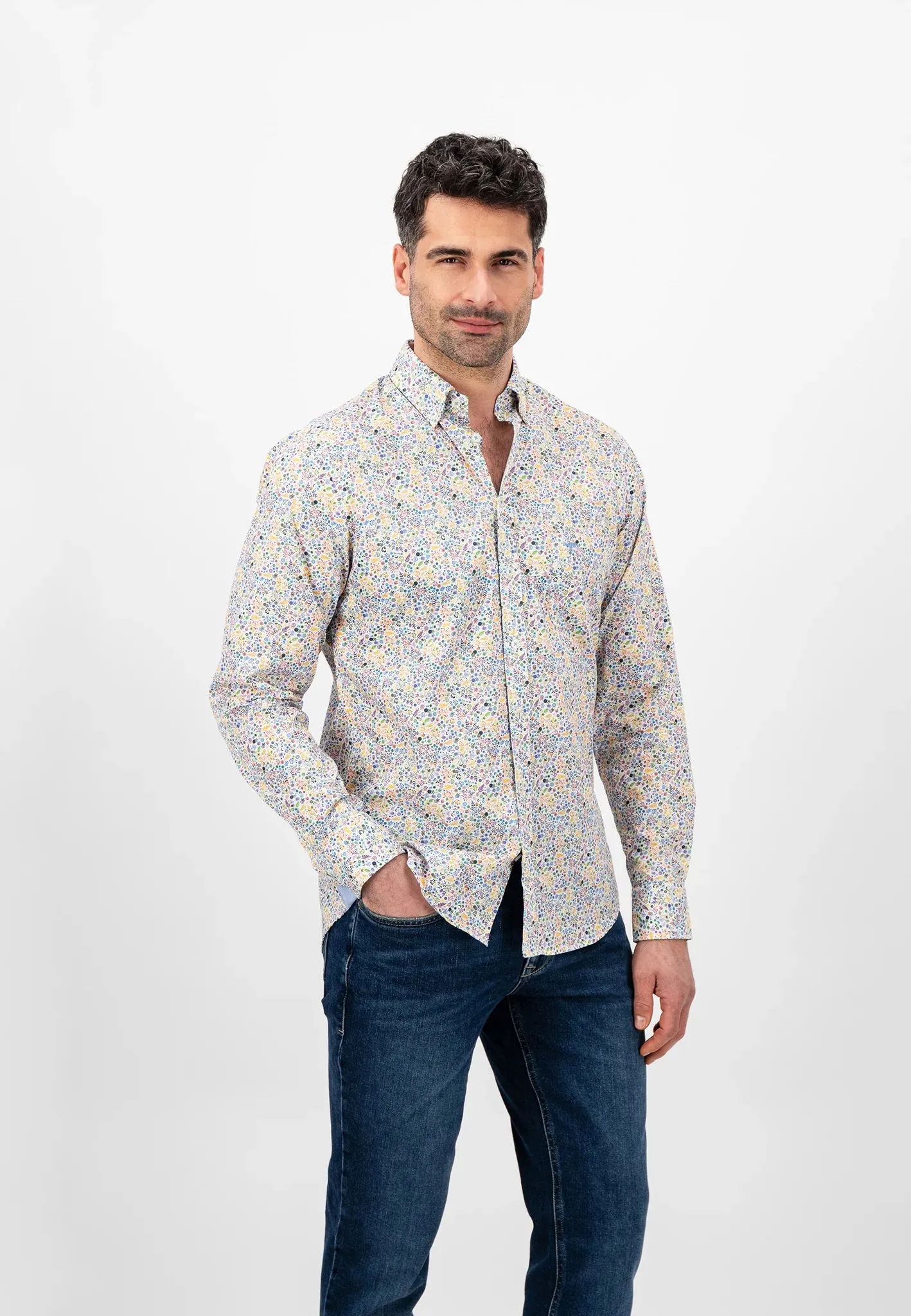 40% OFF FYNCH HATTON Multi Print Shirt - Men's Soft Cotton – Dusty Lavender - Size: XL