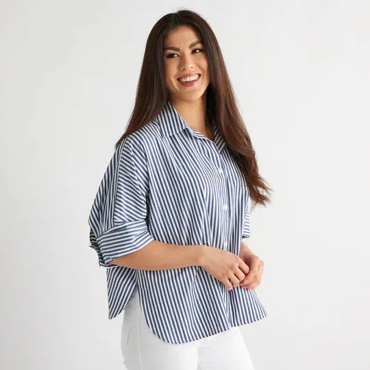 Abby Swing Top | Navy Stripe