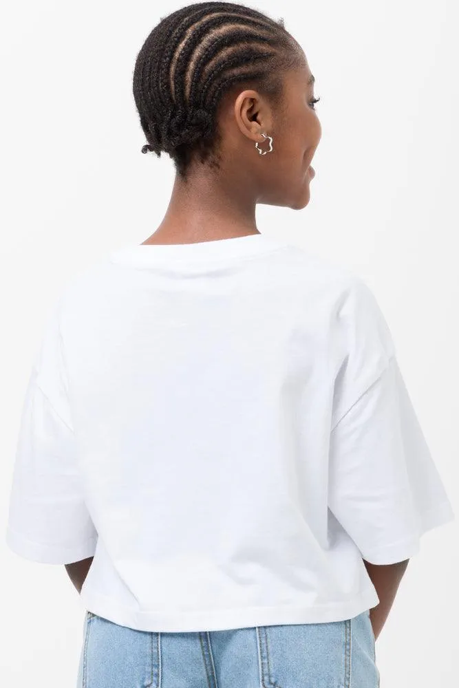 Ariel Crop Boxy Short Sleeve T-Shirt White