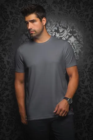 Au Noir Stretch Short-Sleeve Shirt | T-shirt Crew Neck - Michae Med Grey