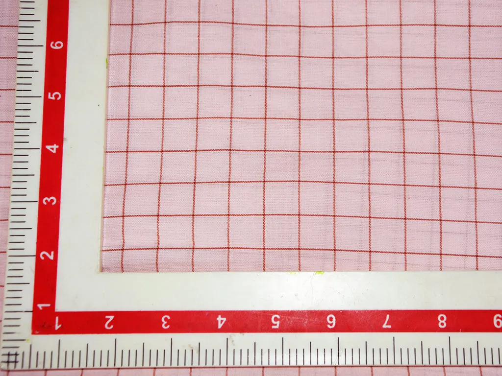 Baby Pink Check Cotton Rayon Fabric