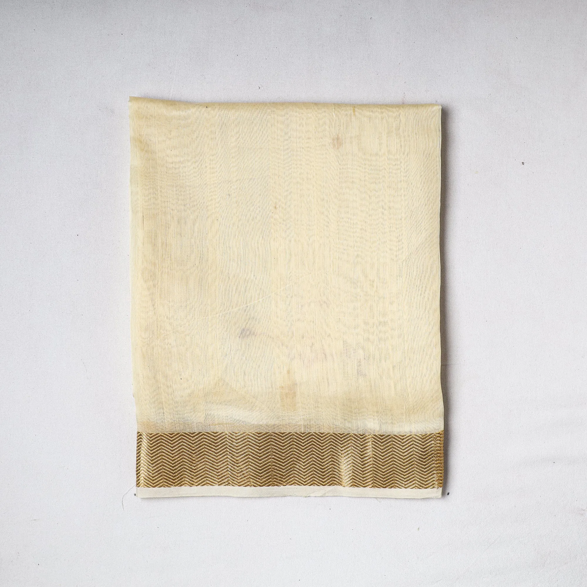 Beige - Traditional Chanderi Silk Handloom Precut Fabric (1.8 meter)