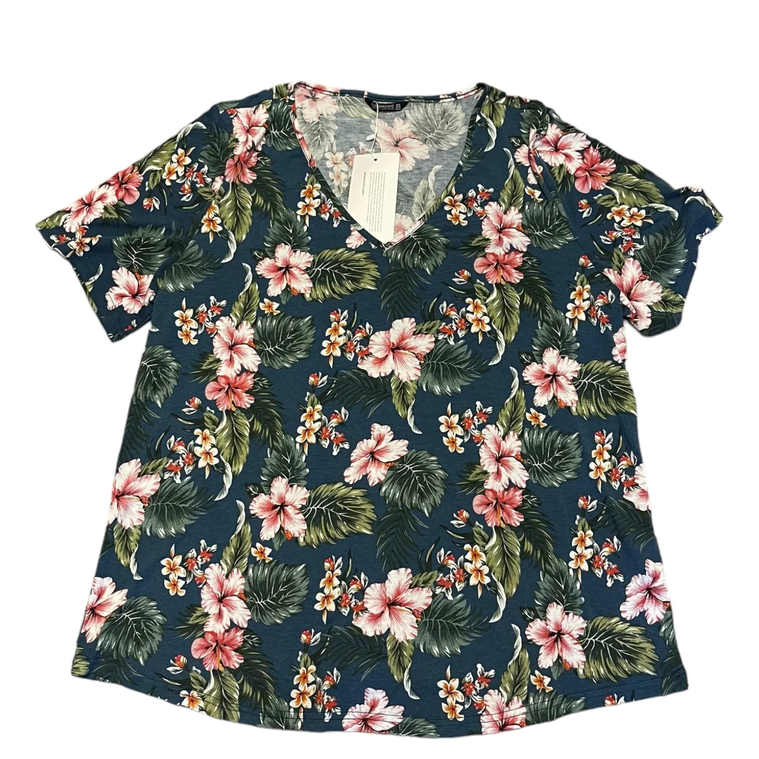 Bloomchic Floral Hawaiian Print V Neck Shirt Size 12