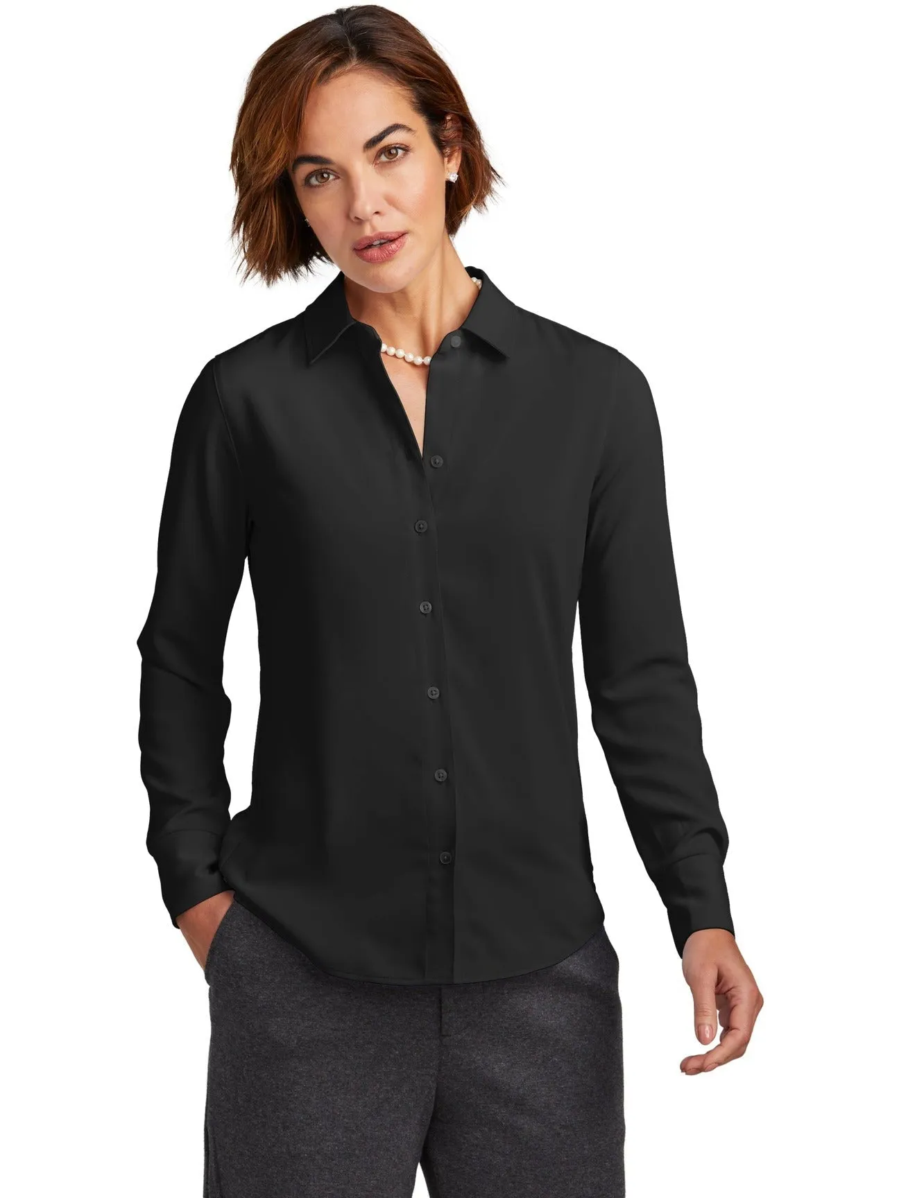 Brooks Brothers Ladies Full-Button Satin Blouse