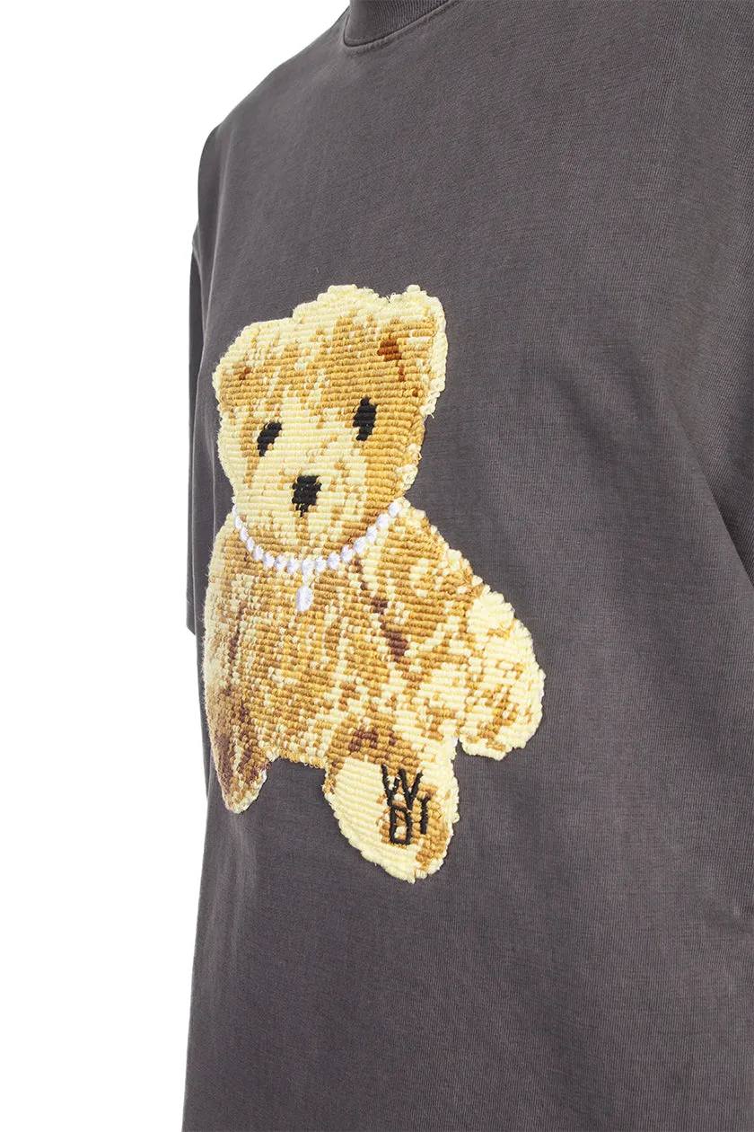 Charcoal Embroidered Teddy Bear T-shirt