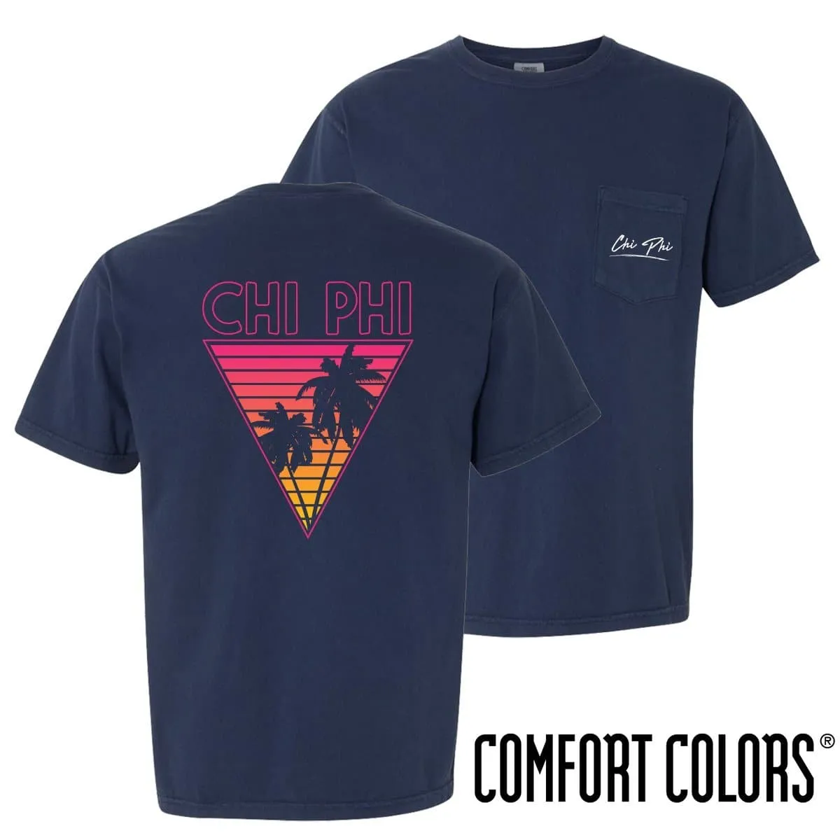 Chi Phi Comfort Colors Navy Short Sleeve Miami Pocket Tee