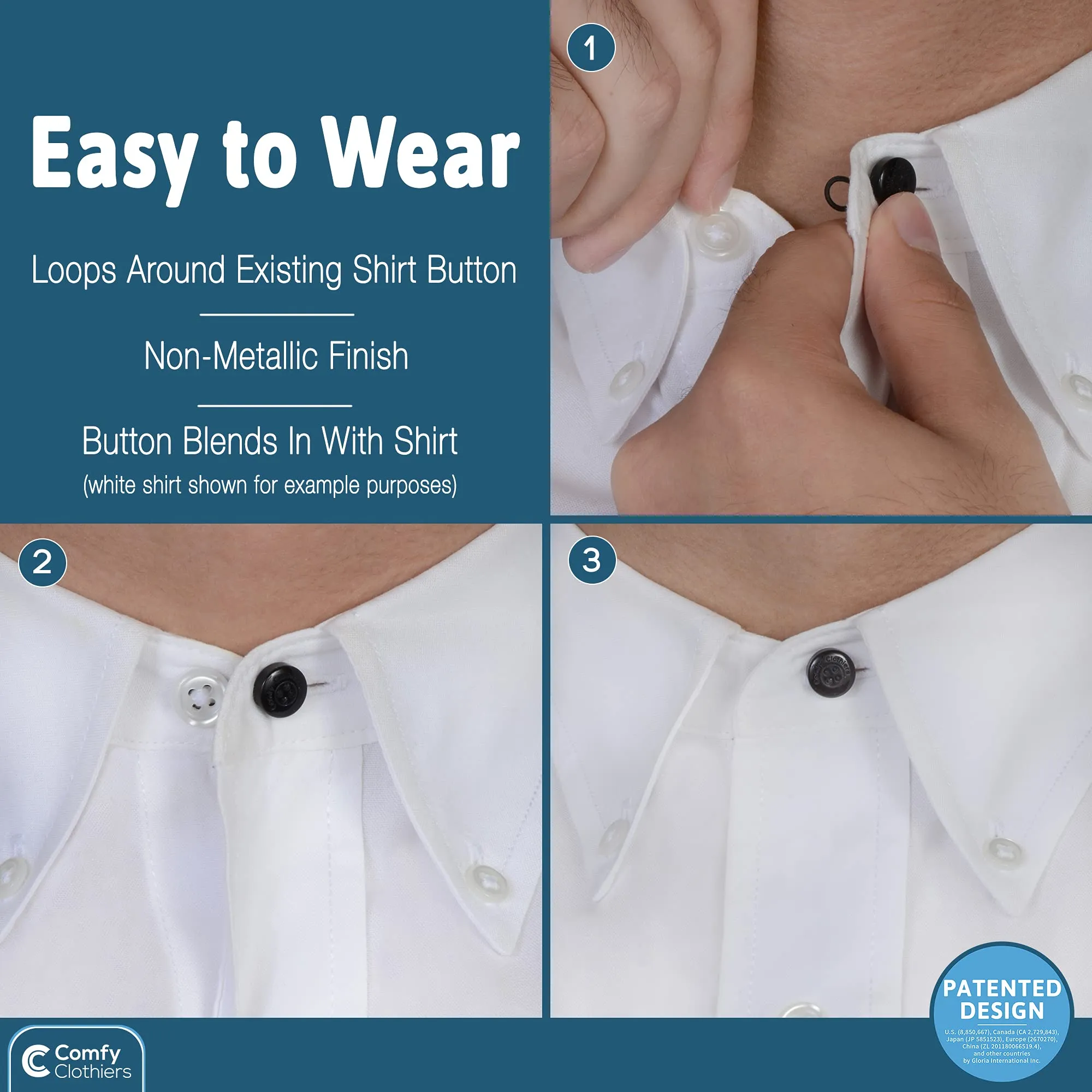 Comfy Deluxe Collar Extenders - Elastic Dress Shirt Neck Extenders