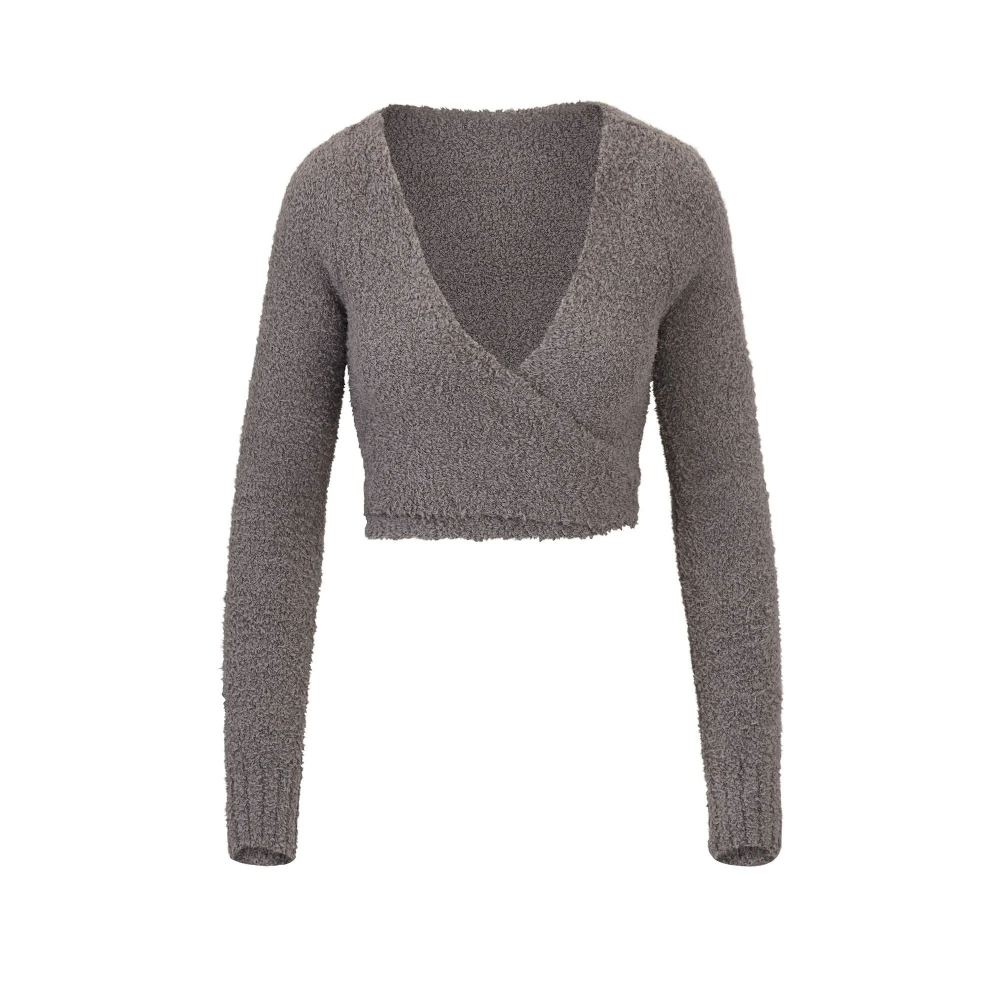 COZY KNIT WRAP TOP | SMOKE