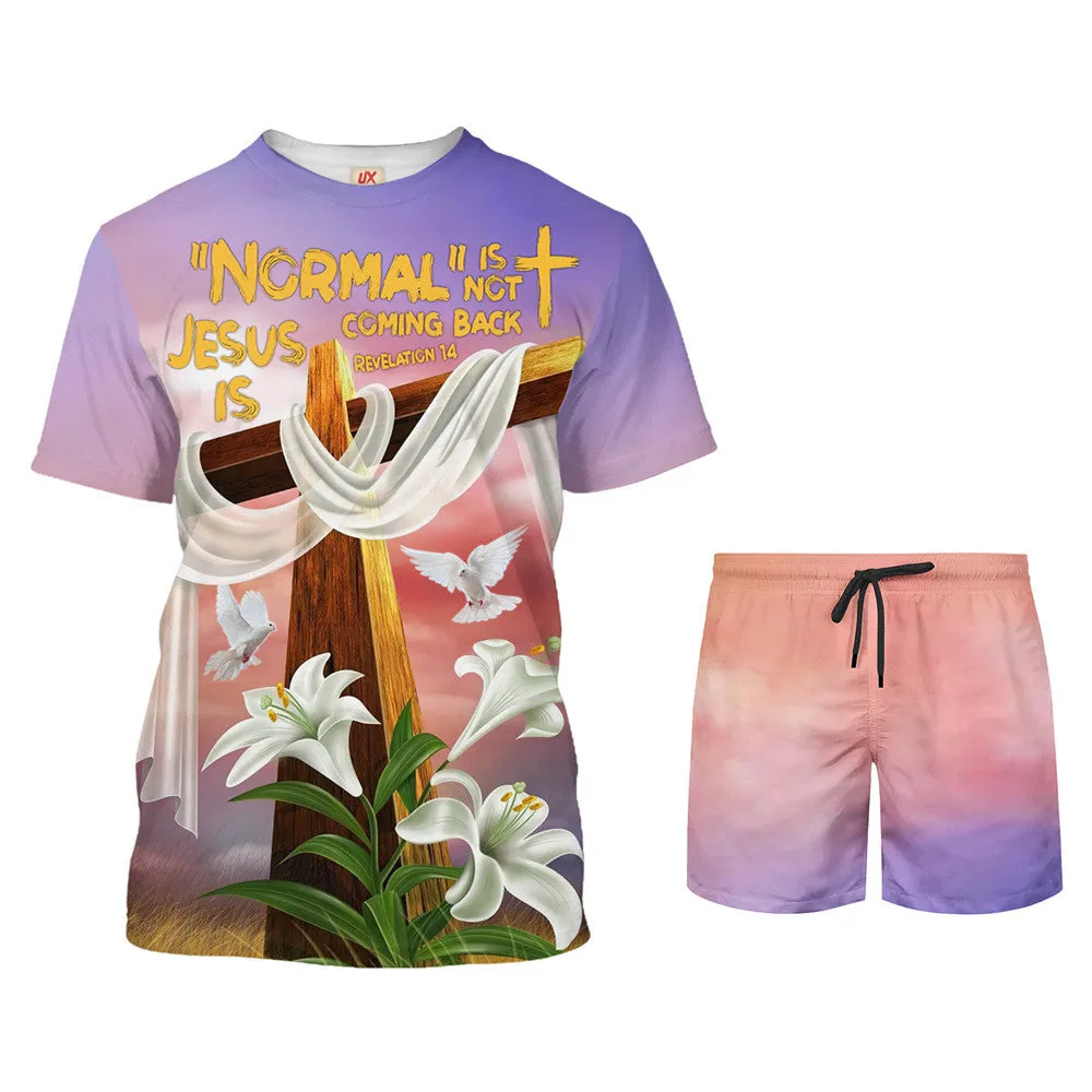 Cross And Easter Lily Shirts - Normal Isn't Coming Back Jesus Is 3D All Over Printed Shirt for Men and Women