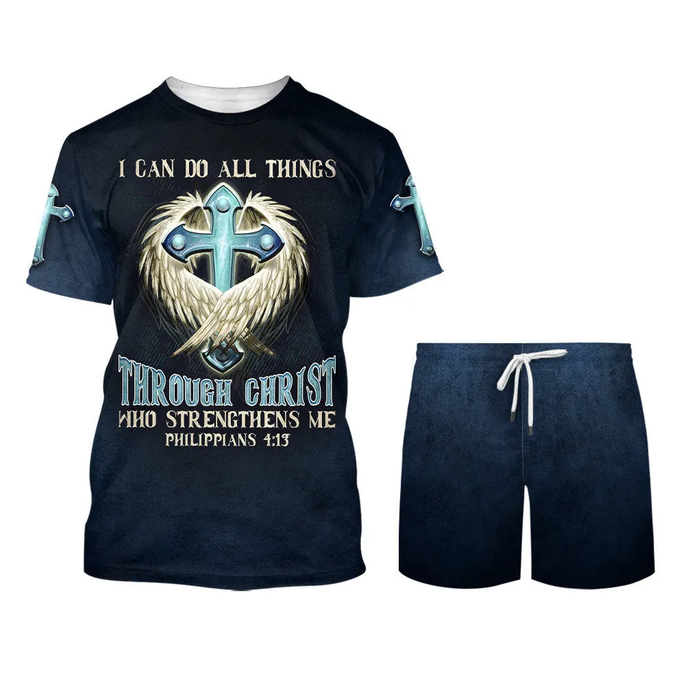 Cross I Can Do All Things Through Christ Who Strengthens Me 3d T-Shirts - Christian Shirts For Men&Women