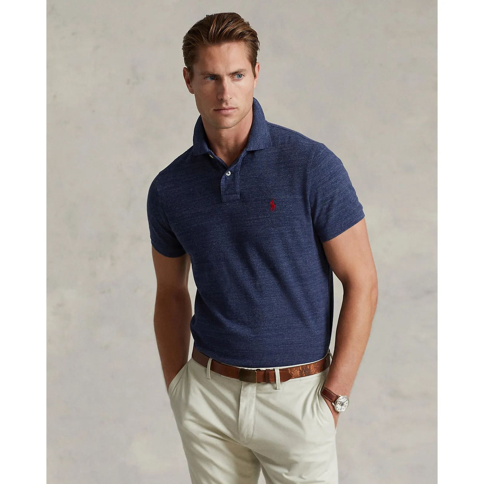 Custom Fit Mesh Polo - Royal Blue Marle