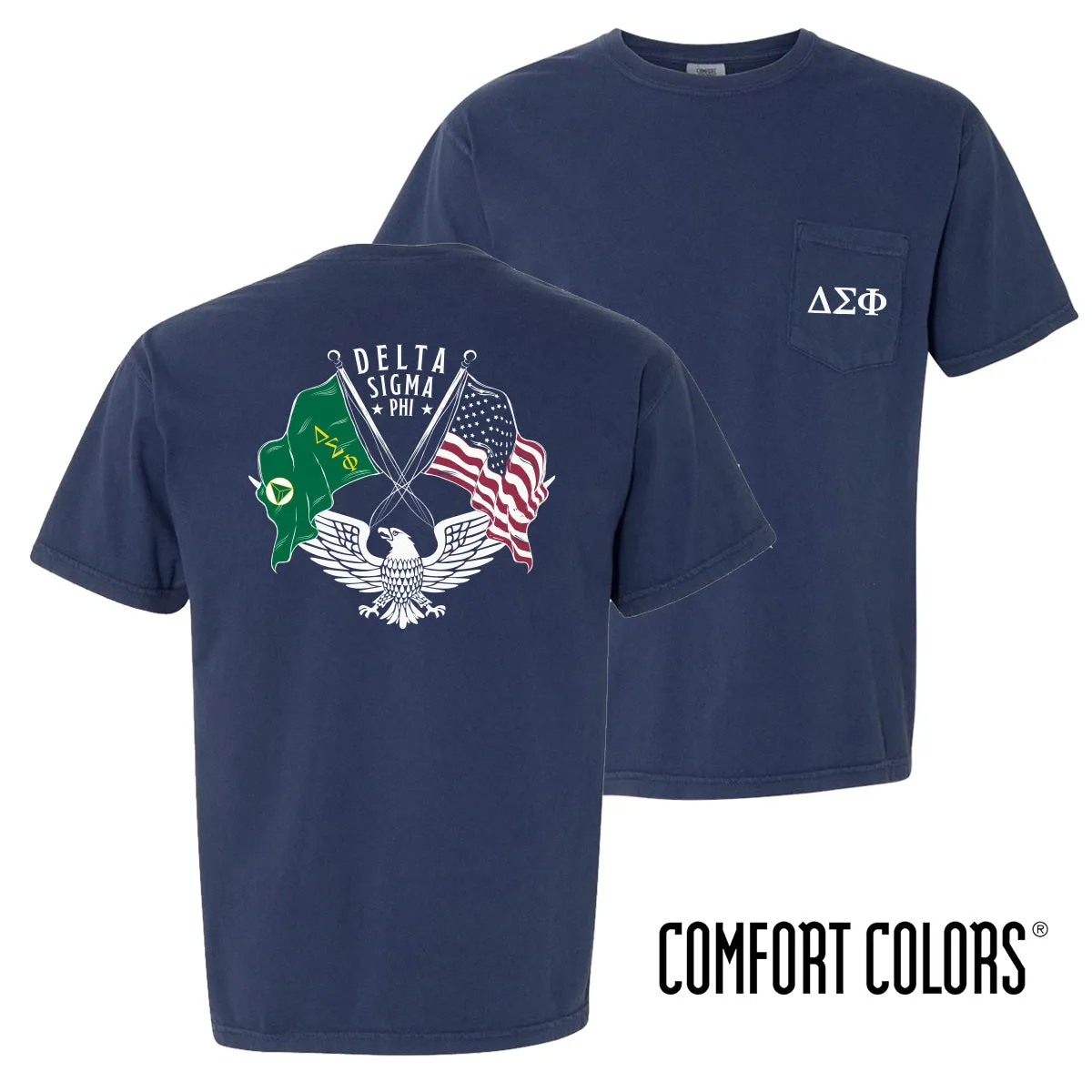 Delta Sig Comfort Colors Navy Patriot tee