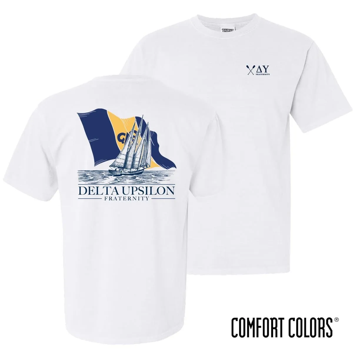 Delta Upsilon Comfort Colors White Seafarer Short Sleeve Tee