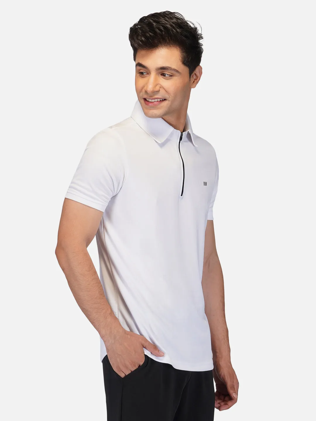 DriDOT White Zipper Polo T-Shirt RWM2024