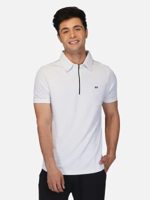 DriDOT White Zipper Polo T-Shirt RWM2024