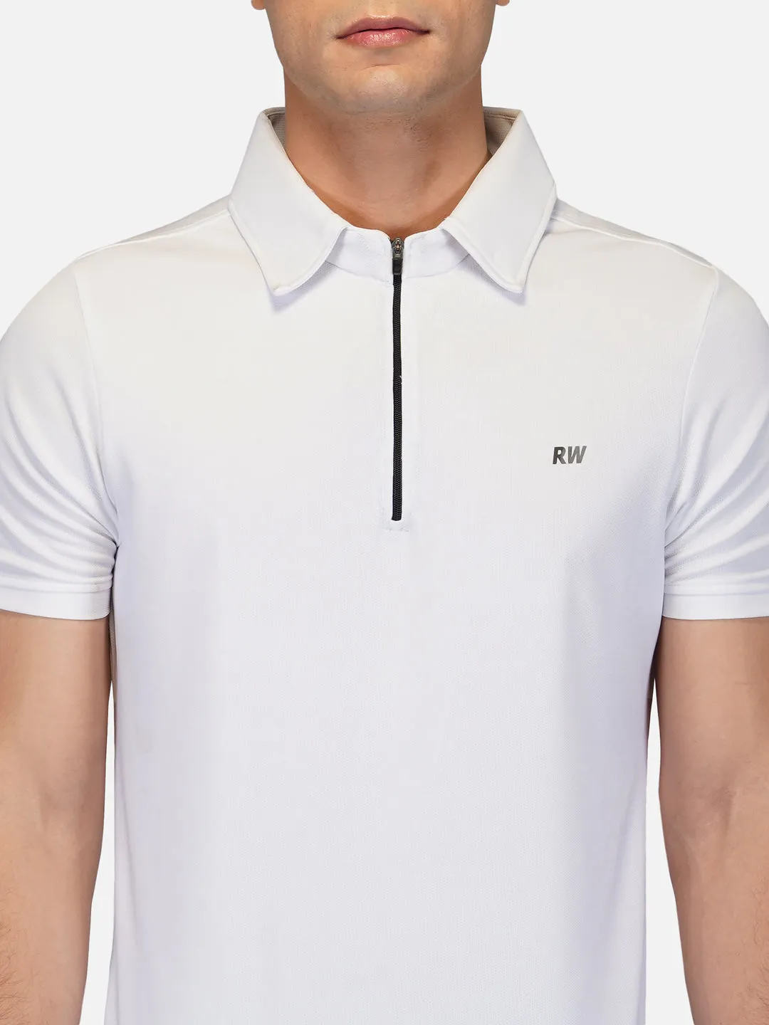 DriDOT White Zipper Polo T-Shirt RWM2024