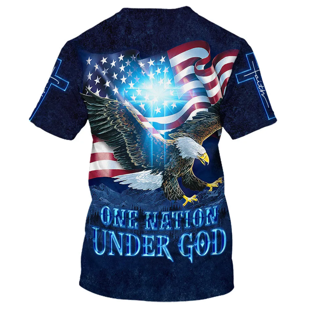 Eagle American Flag One Nation Under God 3D All Over Printed Shirt for Men and Women