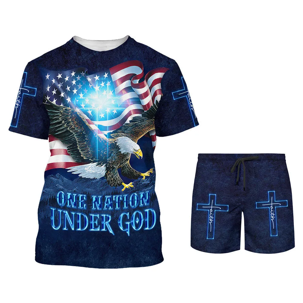 Eagle American Flag One Nation Under God 3D All Over Printed Shirt for Men and Women