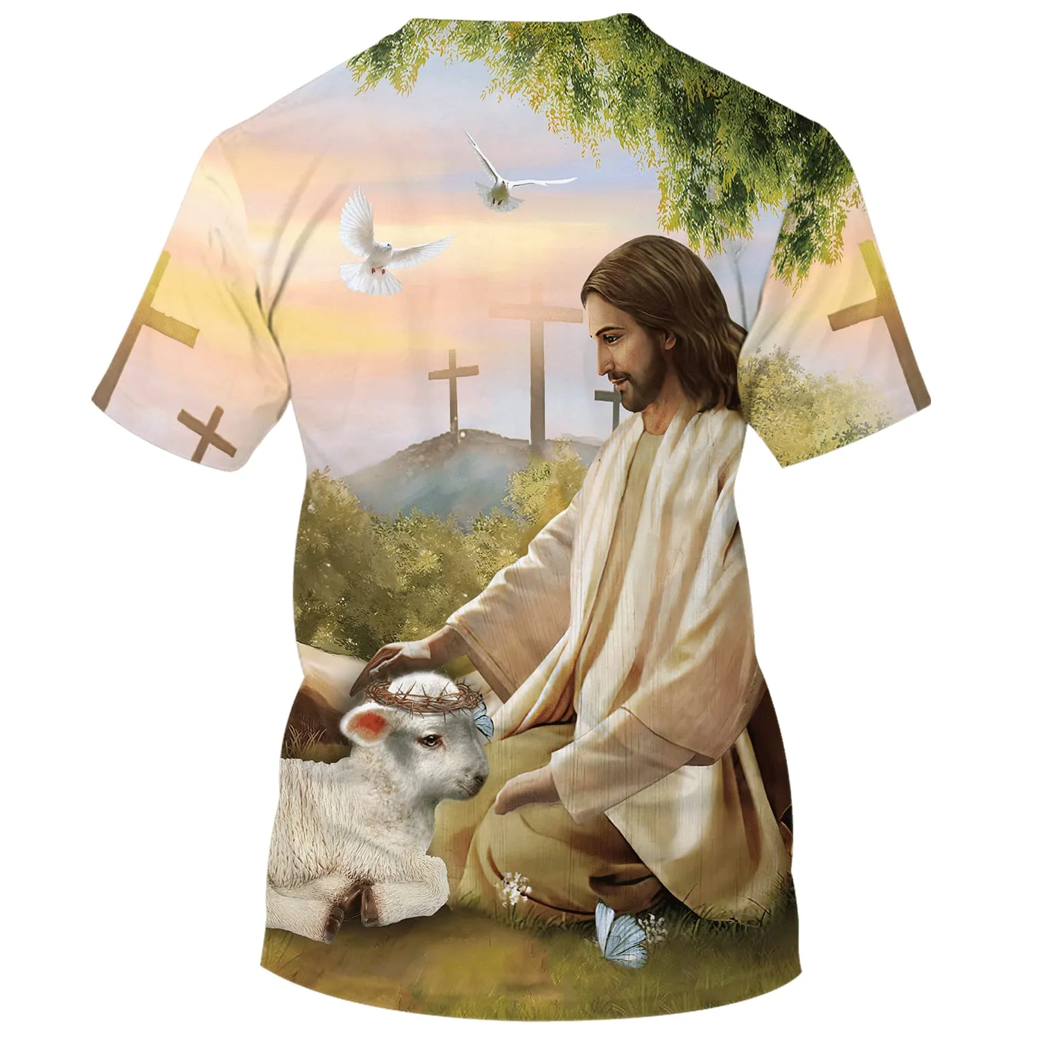 Give It To God And Go To Sleep Shirts - Jesus And The Lamb 3d Shirts - Christian T Shirts For Men And Women