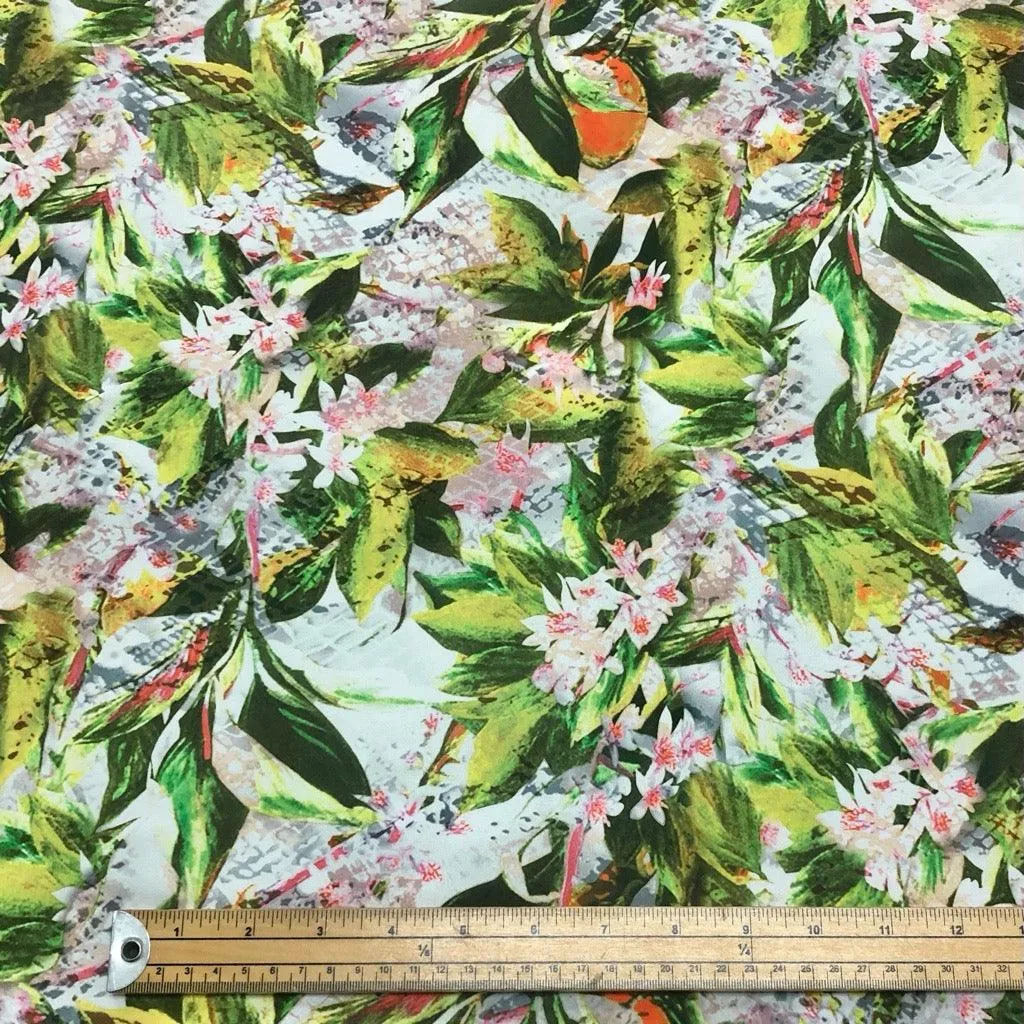 Green Leaves Cotton-Touch Polyester Fabric