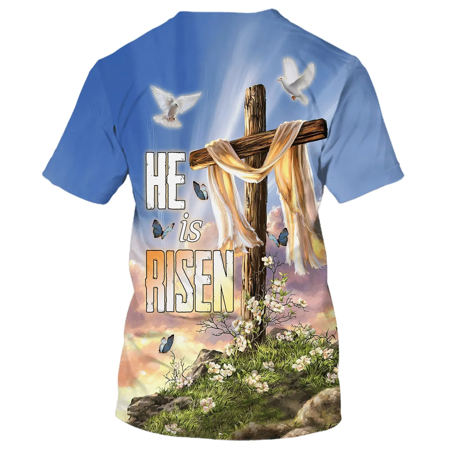 He Is Risen Cross Dove Easter Lily 3D All Over Printed Shirt for Men and Women