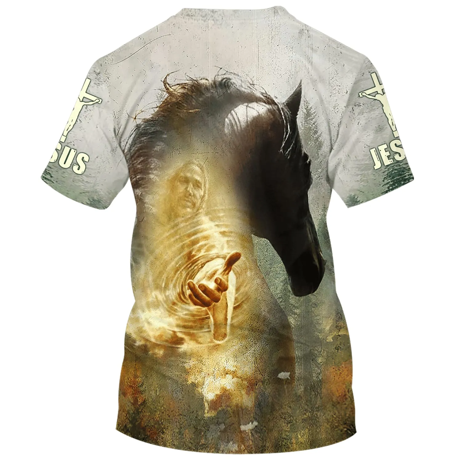 Horse Jesus Hands Reaching Out Shirts - Faith Over Fear 3d Shirts - Christian T Shirts For Men And Women