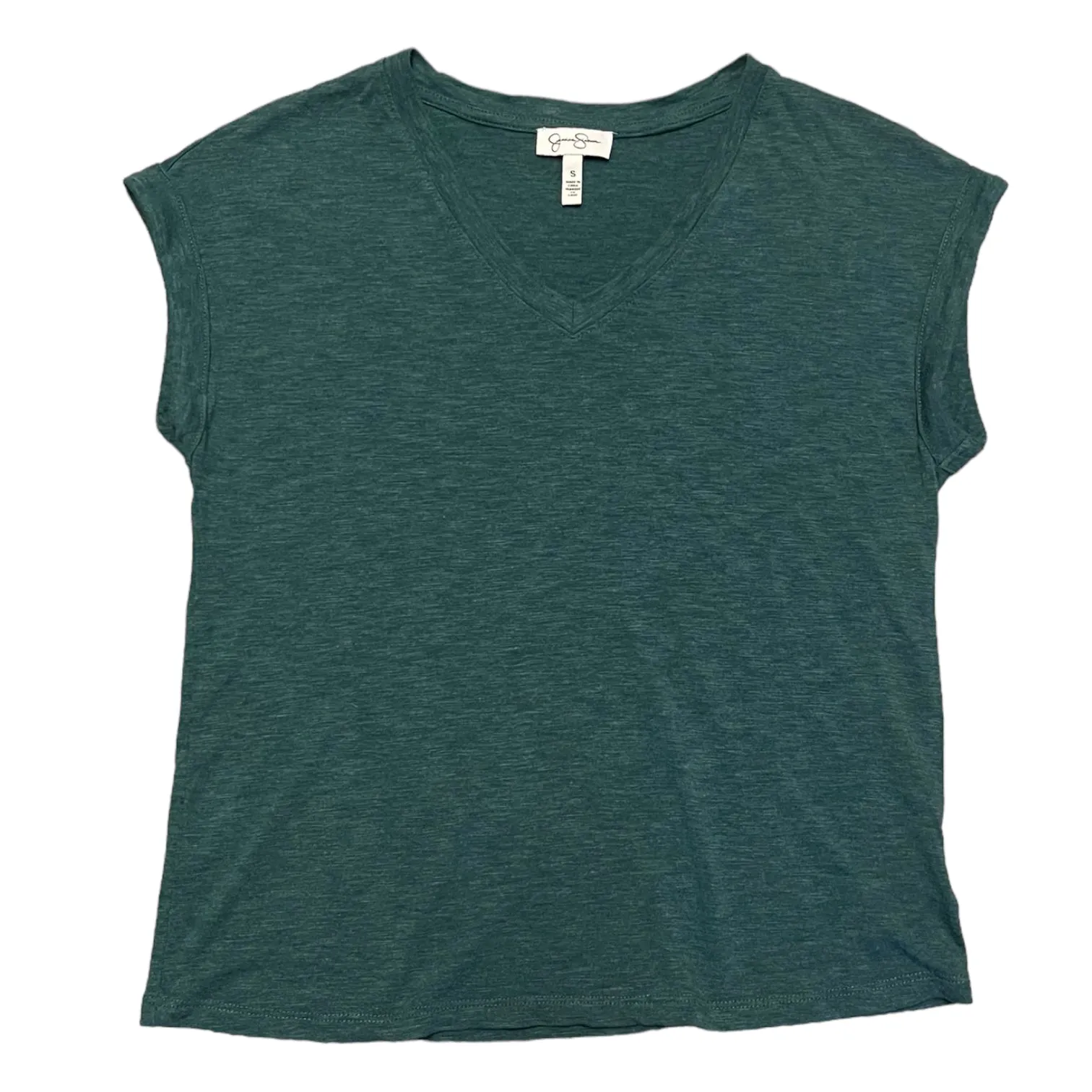 Jessica Simpson Heather Green V Neck Short Sleeve Shirt Small