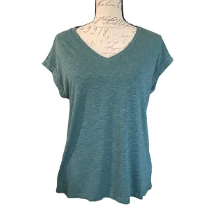 Jessica Simpson Heather Green V Neck Short Sleeve Shirt Small