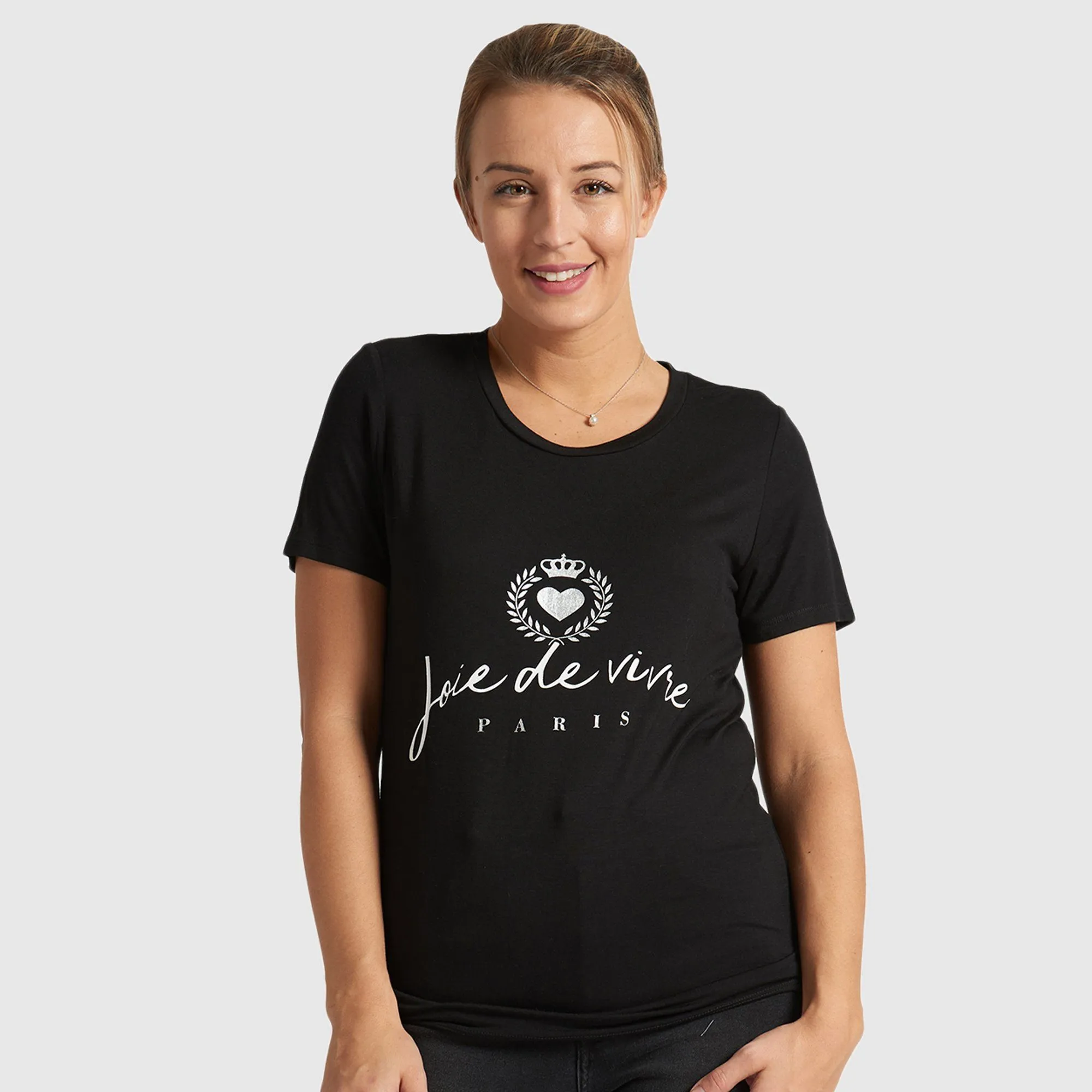 Joie de vivre - Graphic Letter T-Shirt - Black