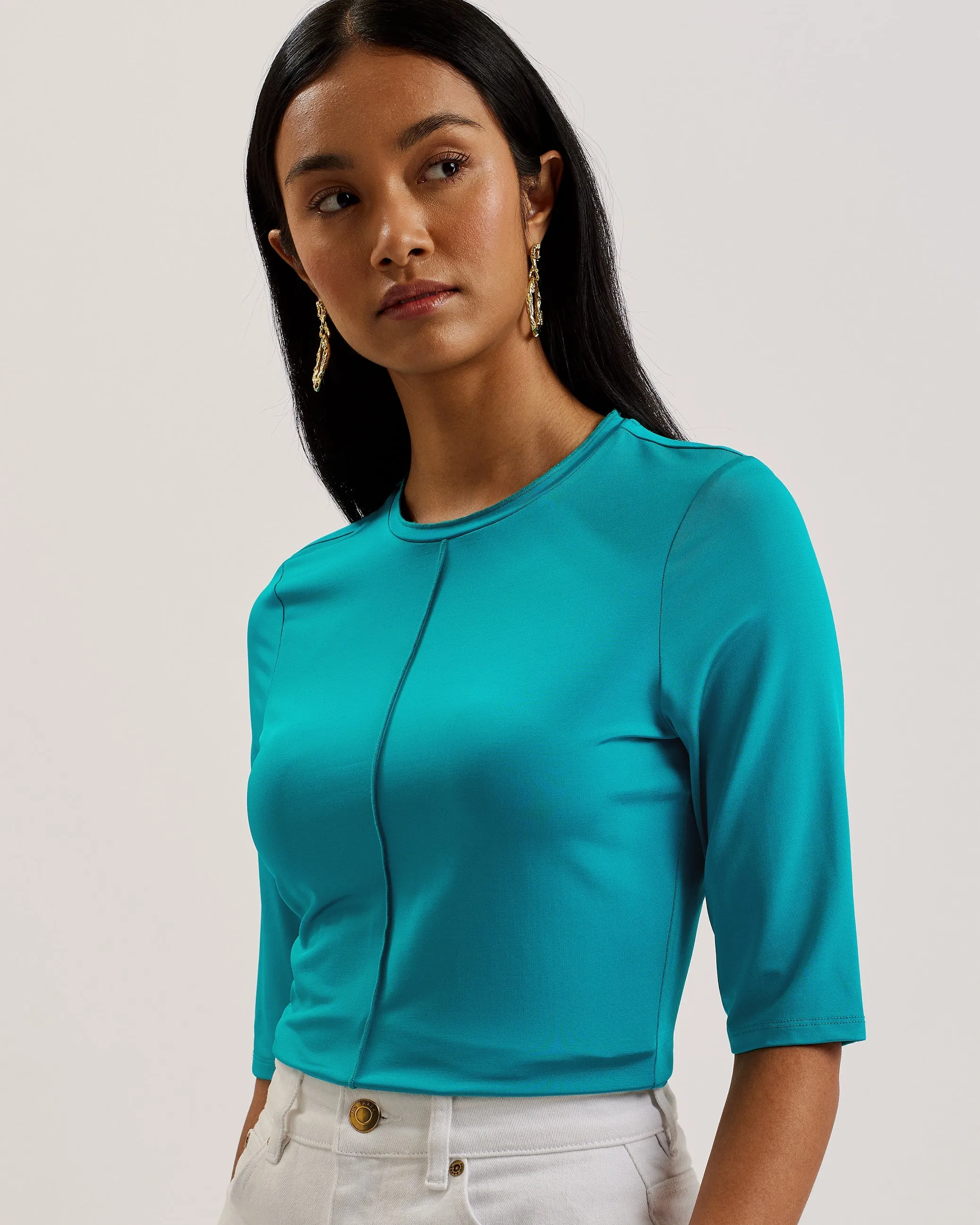 Laurre Slinky Short Sleeve Jersey Top Brt-Green