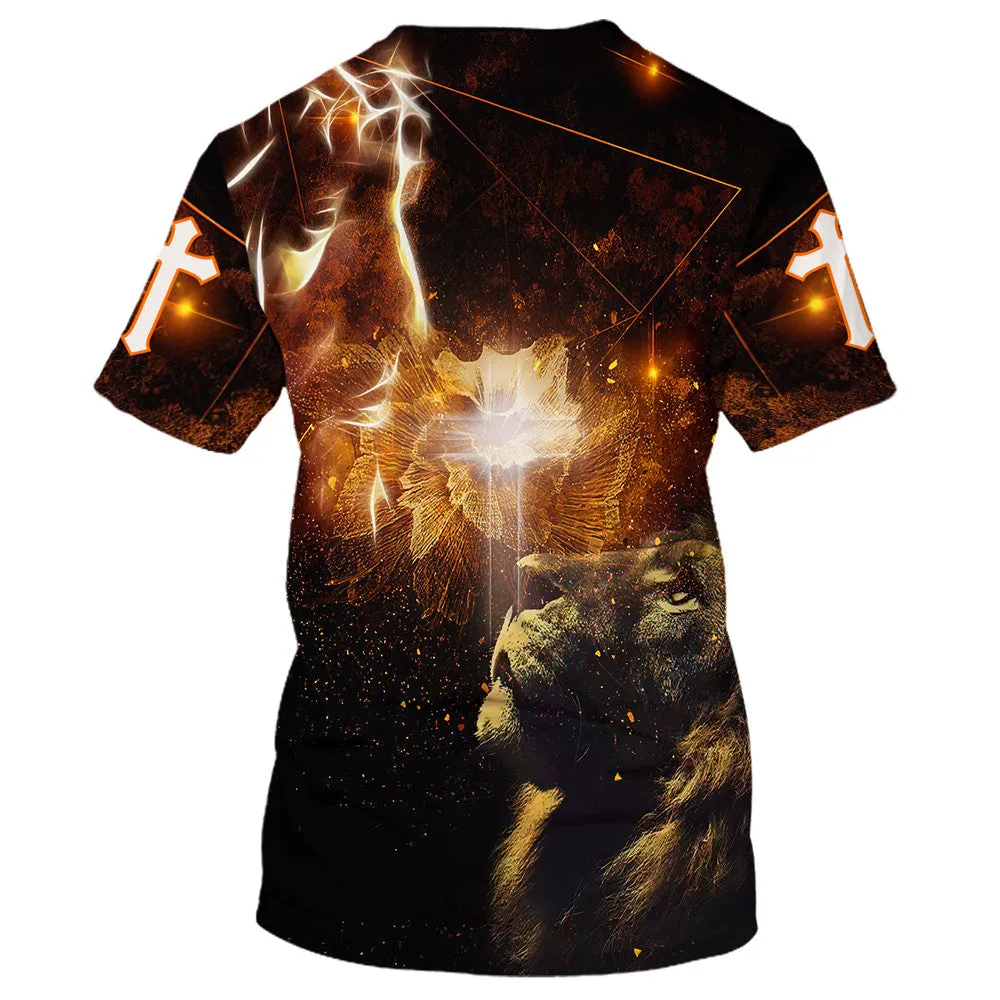 Lion And Cross 3d All Over Print Shirt - Christian 3d Shirts For Men Women