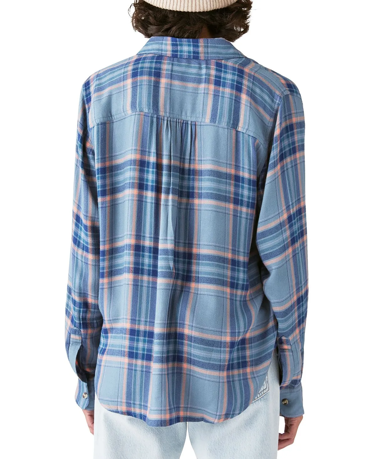 Lucky Brand Women's Plaid Button Down Boyfriend Shirt, Multi