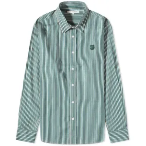 Maison Kitsune Chillax Fox Patch Shirt, Green/White