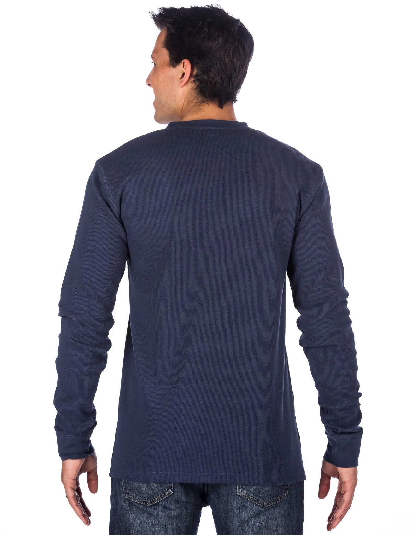 Men's Solid Thermal Henley Long Sleeve T-shirts