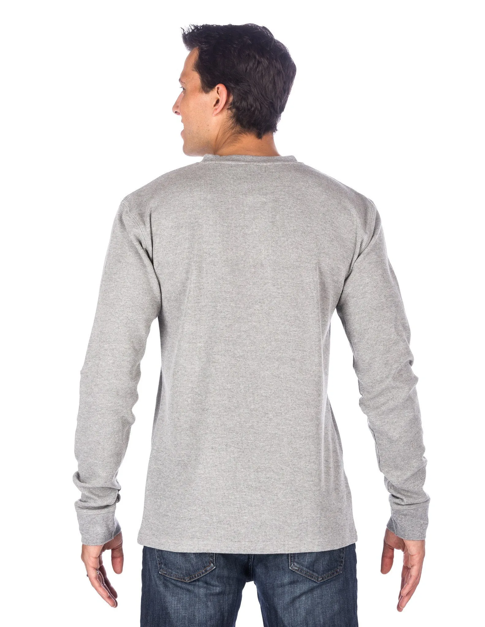 Men's Solid Thermal Henley Long Sleeve T-shirts