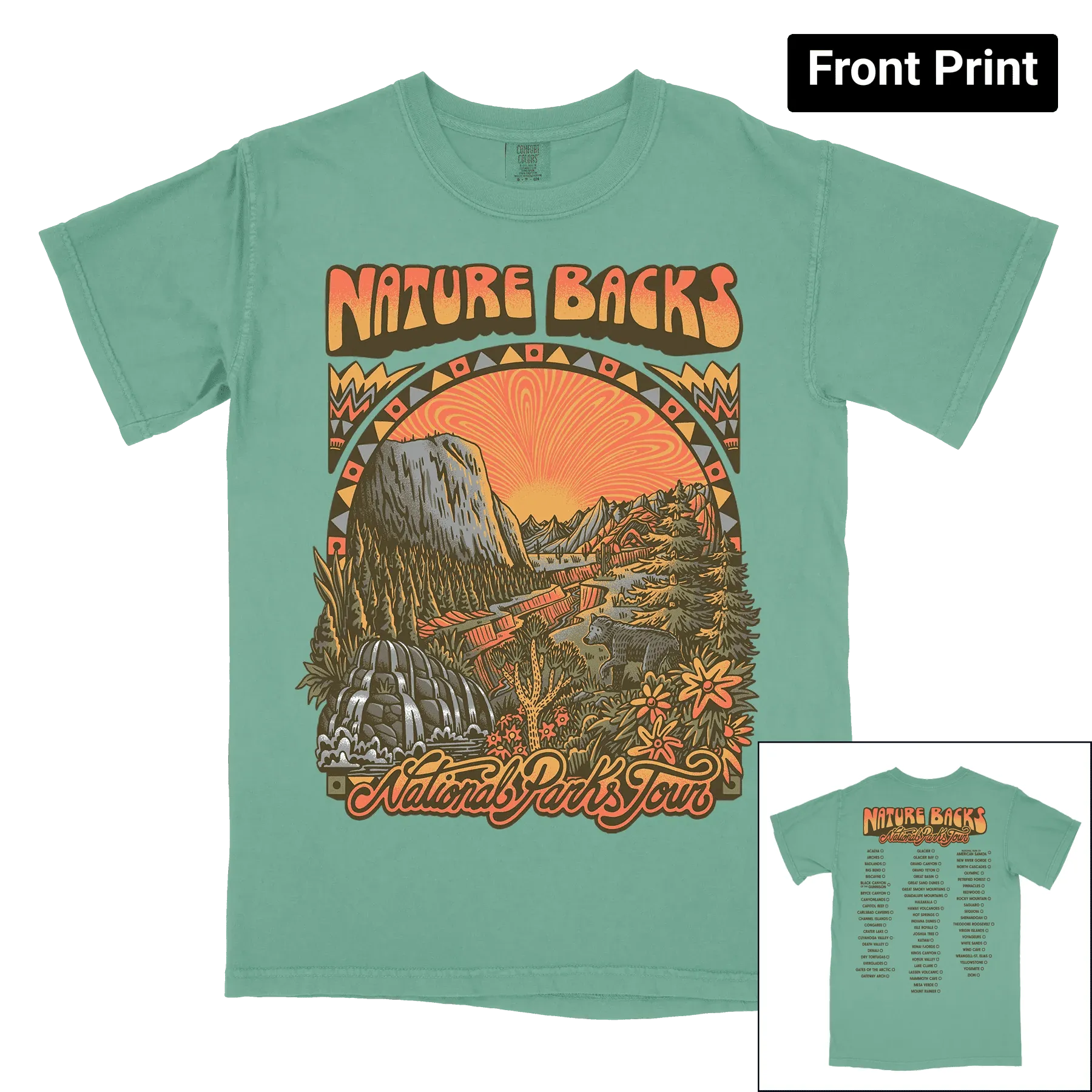 National Parks Tour (Jade) - Front Print