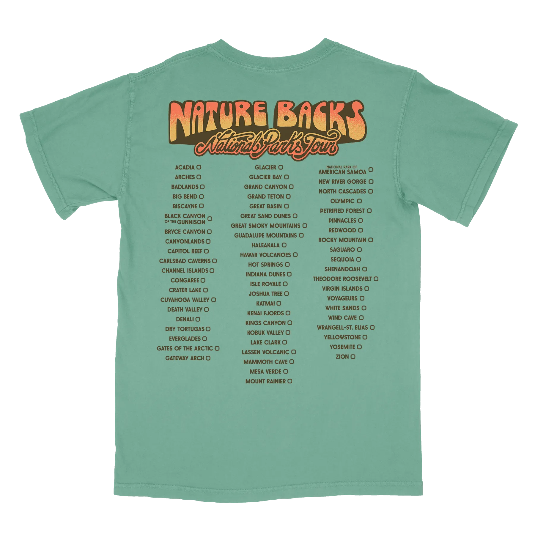 National Parks Tour (Jade) - Front Print