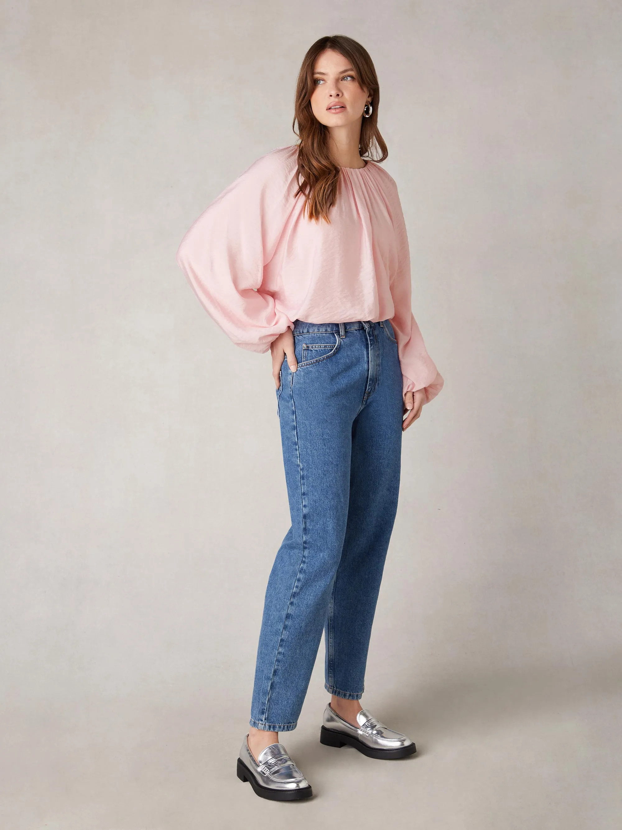 Pink Blouson Sleeve Top