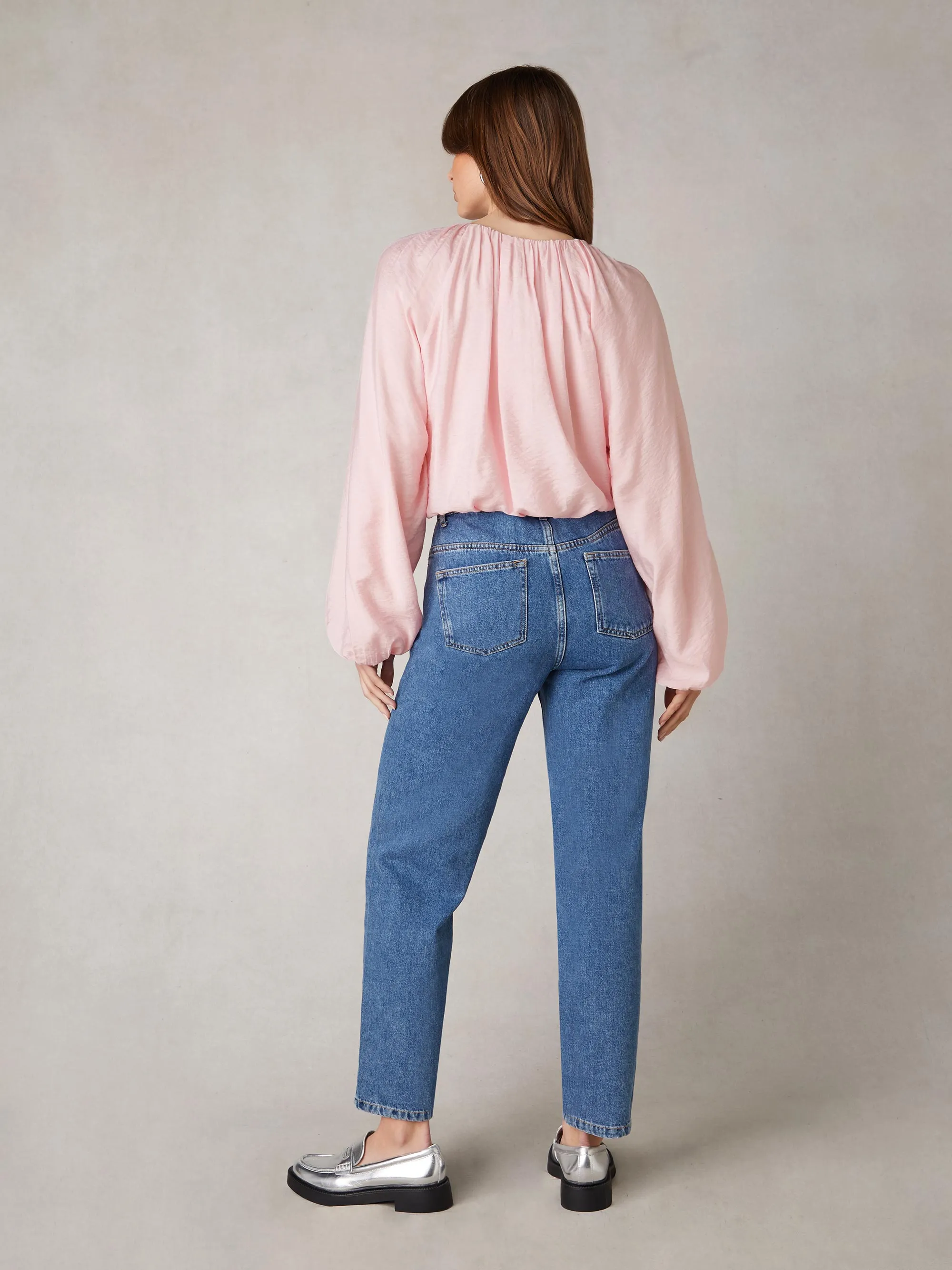 Pink Blouson Sleeve Top