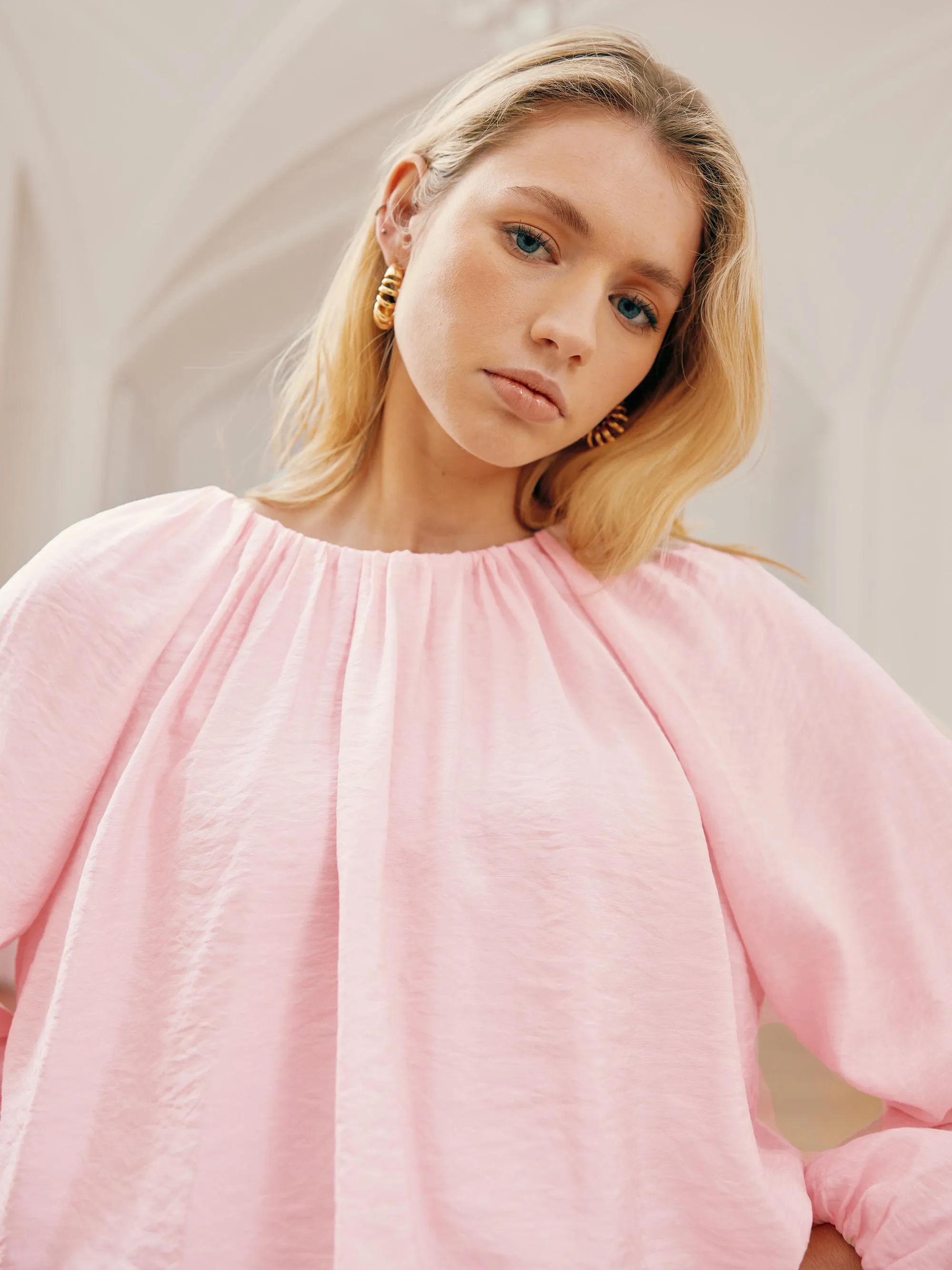 Pink Blouson Sleeve Top