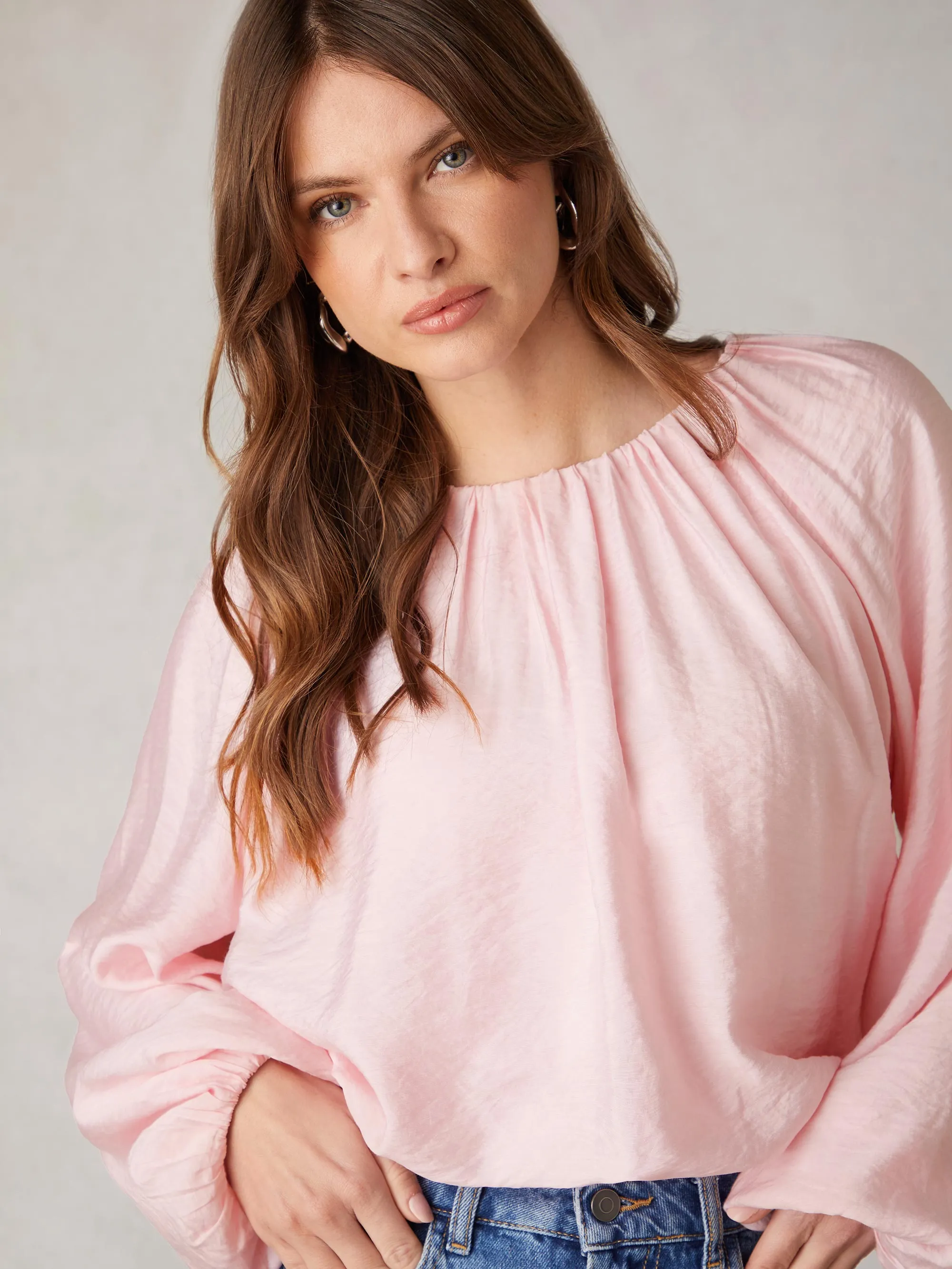 Pink Blouson Sleeve Top