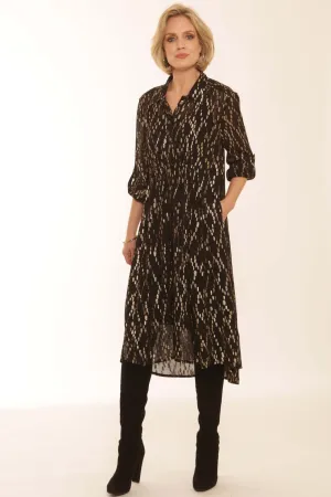 Pomodoro Clothing Multi Spot Jacquard High Low Overshirt Dress 82360