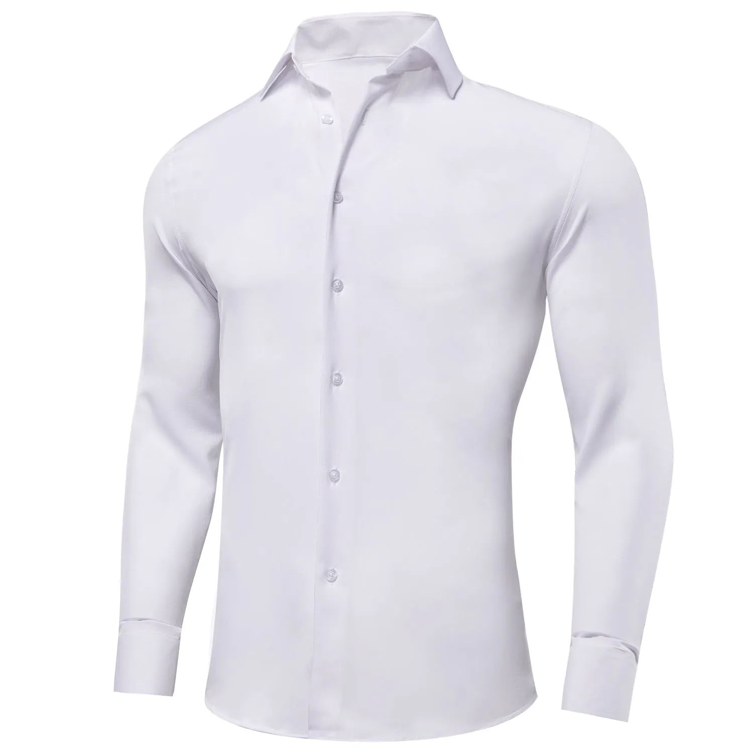 Pure White Stretch Men's Long Sleeve Shirt