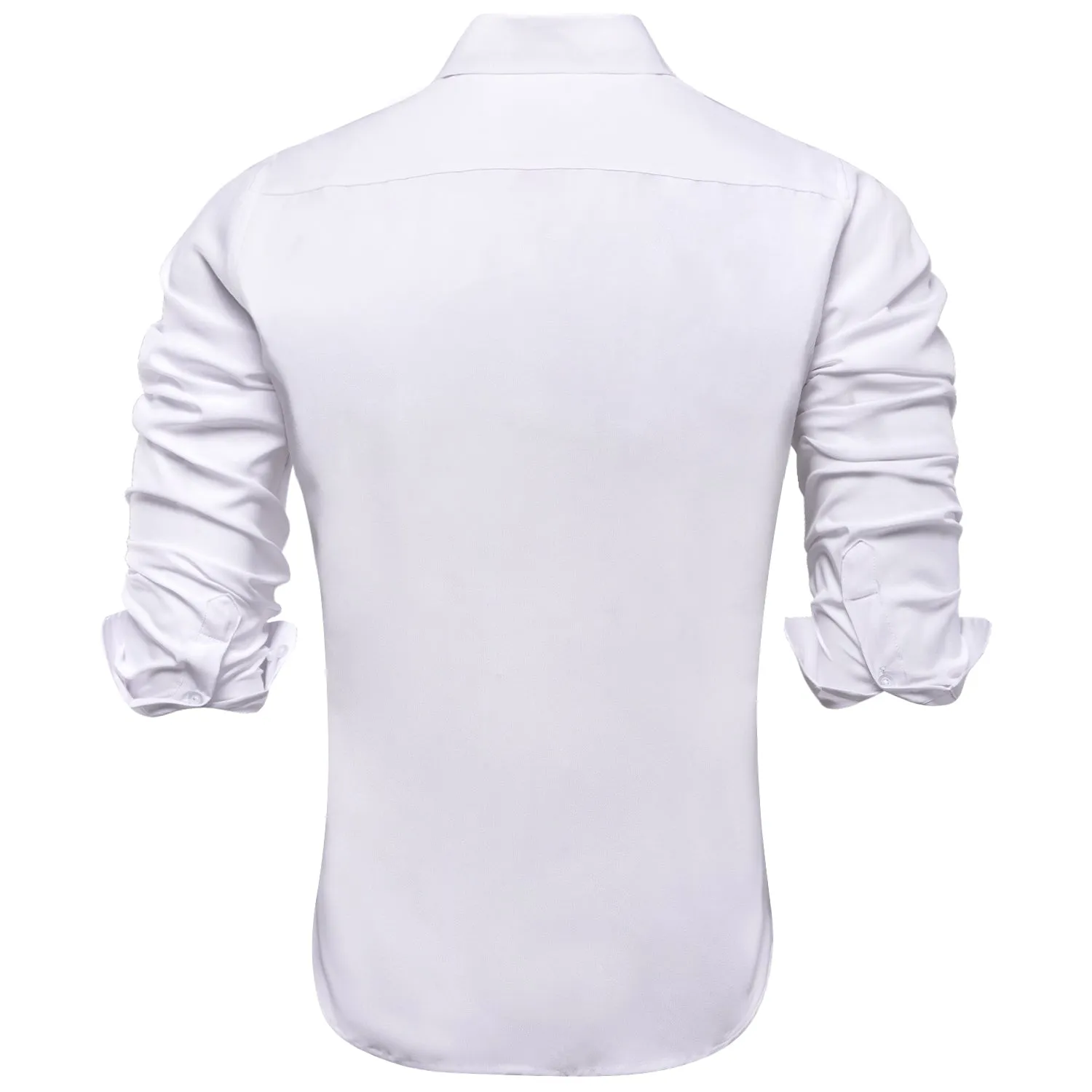 Pure White Stretch Men's Long Sleeve Shirt