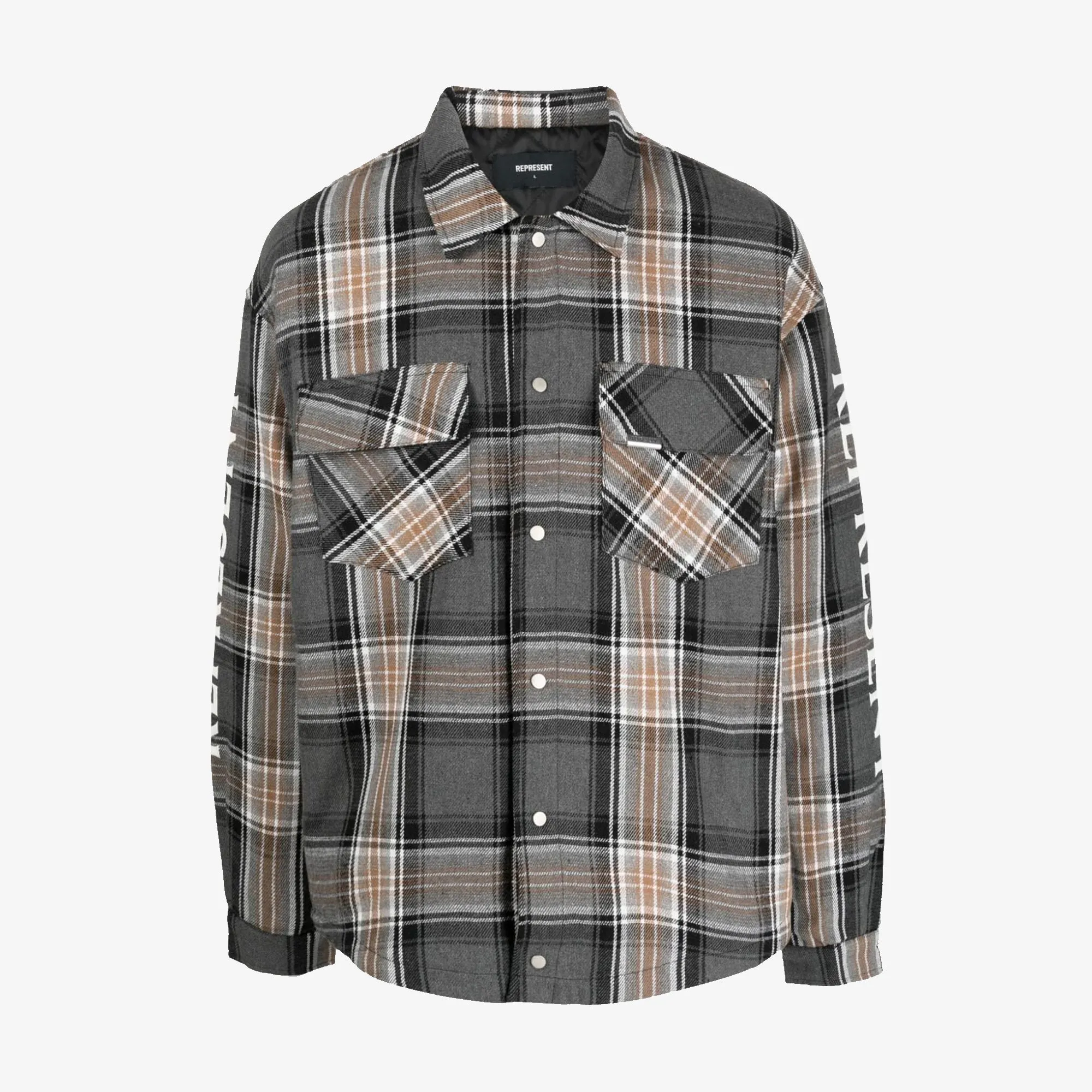 QUILTED FLANNEL SHIRT 'GREY CHECK'