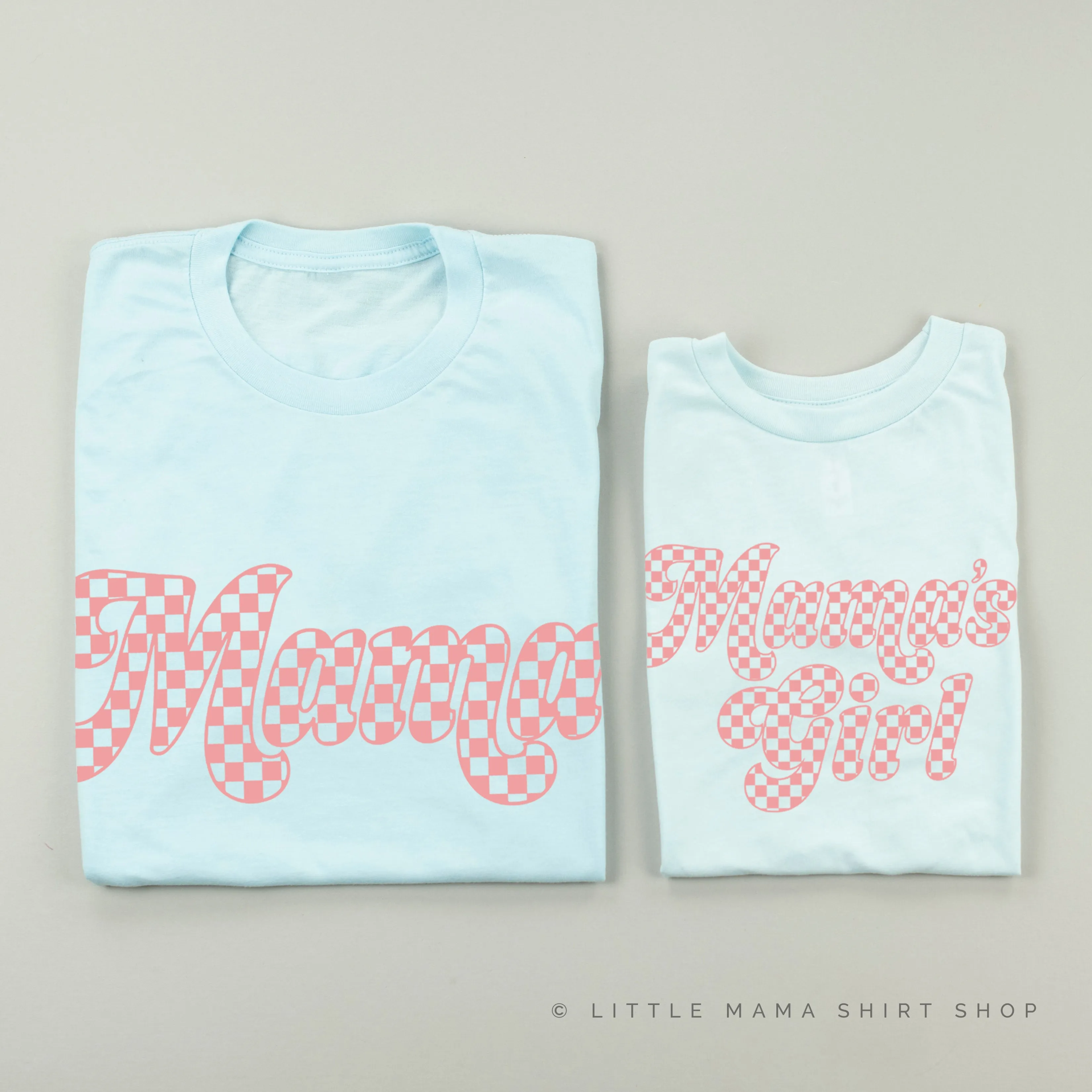 RETRO CHECKERS - MAMA MAMA'S GIRL - PINK DESIGN - Set of 2 Matching Shirts