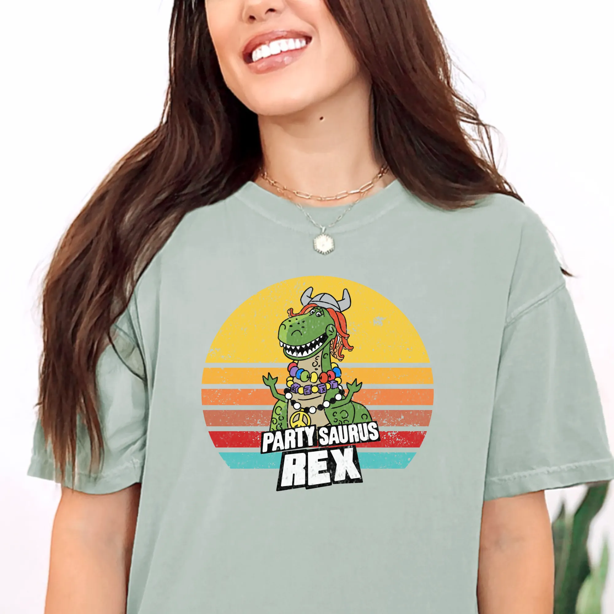 Retro Party Dinosaur Shirt for Women