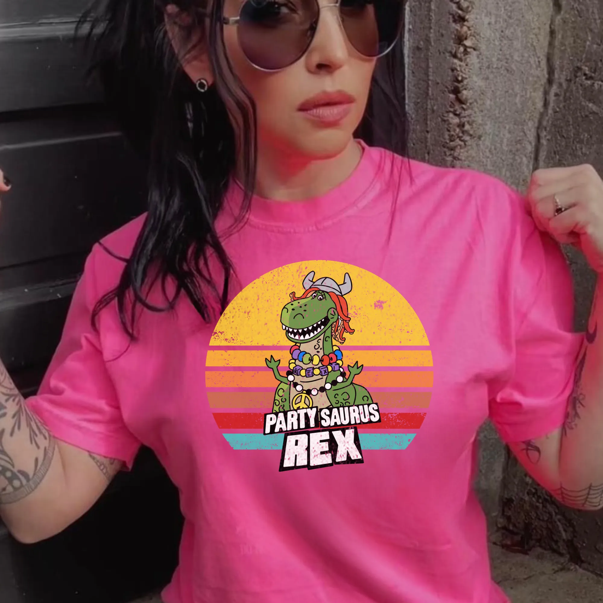 Retro Party Dinosaur Shirt for Women